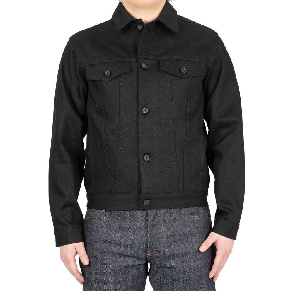 Naked and Famous black selvidge denim jacket size xs